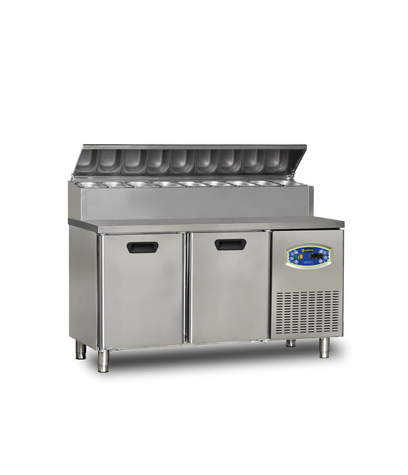 Dampak 22TBF2S-PA70 2 Kapılı Tezgah Altı Kısa Pizza Hazırlık Buzdolabı