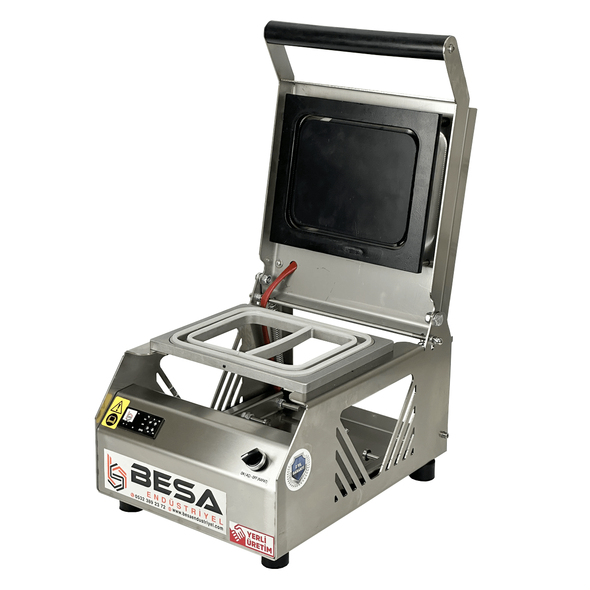 Besa Paslanmaz İki Bölmeli Tabak Kapatma Makinesi